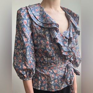 Vintage Y2K Ralph Lauren Jeans Wrap Blouse Size S